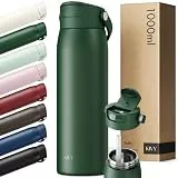 KIVY Edelstahl Trinkflasche mit Strohhalm 1l - 24h Kalt | 12h Heiß - Ausflaufsicher & Spülmaschinenfest - Isolierte Trinkflasche 1l Sport - Thermo Flasche - Wasserflasche Edelstahl - Thermosflasche