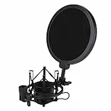 Annadue Kondensator Mikrofon Professional Pop Filter Mesh + Shock Mount Stand Kit, Double Mesh Pop Filter Reduziert Effektiv den Plosive Sound, Reduziert den Schaden am Sound Head (schwarz)