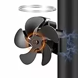 Dreamhigh® Kaminventilator Magnetisch, Ofenventilator Ohne Strom 5 Blätter, Leiser mit Ersatzring für zur Wärmeverteilung, Ventilator Kaminofen für Kaminofen, Kamin, Ofen, Holz, Ofenrohr
