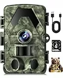 Wildkamera, 5K 60MP Wildtierkamera, 98FT 130 Weitwinkel Jagdkamera, 0,05s Auslösezeit Nachtsicht Bewegungssensor, IP66 Wasserdicht, kein Glühen Infrarot-LEDs Überwachungskamer mit 64GB Speicherkarte