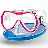 KAIMANA Taucherbrille Kinder inkl. Tragetasche, besonders Bequeme Tauchmaske Kinder mit Silikonband, Pink