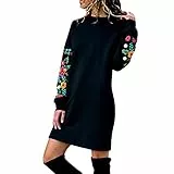 EMATOP Strickkleid Damen Pulloverkleid Lange Winterkleid Pullover Herbst Winter Warme Minikleid Abendkleid Knielang Lässig Mode Sweatkleid Stickerei Pulli Elegant Weihnachtskleid Partykleid