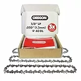 Oregon 3er-Pack Sägekette 3/8' LP für 25 cm Schiene - 40 Antriebsglieder, 1.3mm - rückschlagsarme Kette kompatibel mit Black & Decker, Ryobi, Ferrex, Primaster und anderen