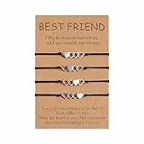 CheersLife 4 Bester Freund Armbänder Satz Freundschaft Wunsch Armband Passende Distanz Herz Armband Geschenke für Frauen Mädchen Teen Männer Schwestern