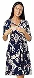 Happy Mama.Damen 2in1 Umstands gerafften Stillkleid Doppelschicht 3/4 Ärmel.609p (Farbe 4, 42, XL)