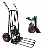 Ravendo Profi Sackkarre klappbar Transportkarre 250kg mit Easy-Tip-Funktion (Easy-Tip für leichtes Kippen und 50% Gewichtsbelastung, hochwertiges Luftrad, zusätzliche Ladefläche) Grau, sehr robust