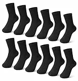 Auranso 12 Paar Weiße Socken Kinder Mädchen Jungen Kindersocken Sportsocken Tennissocken Baumwolle Schwarz Unisex 27-30 31-34 35-38 Schwarz 27-30
