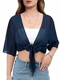 Kefiyis Damen Chiffon Bolero Jacke Festlich Elegant Leicht Dünn Jäckchen Casual