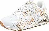 Skechers Damen UNO Love Sneaker, White and Multi Metallic Heart Print Durabuck, 40 EU