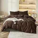 Covebett Bettwäsche 220x240 Dunkelbraun Uni Einfarbig Renforce Microfaser Bettbezug 3 Teilig Dunkel Braun Unifarben Weich Bügelfrei Doppelbett Deckenbezug Reißverschluss und 2 Kissenbezug 80x80cm