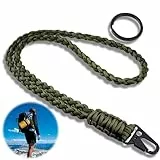 JeiibrZui Paracord Schlüsselanhänger, 1 Stück Umhängeband Schlüsselband, Paracord Lanyard mit Metall Ring für Schlüssel, Ausweiskarte, Abzeichenhalter, Kamera und Outdoor-Aktivitäten(Armeegrün)