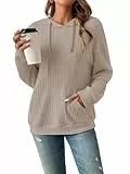 Damen Hoodie Pullover Langarm Herbst Winter Casual Loose Kapuzenpullover Streifen Fallende Schultern Kordelzug Sweatshirt Aprikose XL