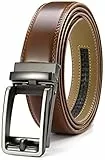 CHAOREN Ledergürtel Herren – Automatik Gürtel Herren ohne Löcher für Anzug und Freizeit (Breit 35mm)-Braun, 115cm