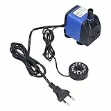 3 in 1 Wasserpumpe, Blaue Kunststoff-Ultra-Leise-Tauchbrunnenpumpe mit 7-Farben-LED-Licht für Aquarium, Teich, Aquarium, Statuen, Hydrokultur EU-Stecker 220 V (1000 L/H, 15 W)