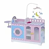Olivia's Little World Von Teamson Kids 6-in-1 Wickeltisch Station Für Puppen Kinderzimmer Puppenhaus Spielset Interaktiv mit 6 Zubehör & Aufbewahrung Rosa/Lila TD-13522A