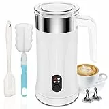 Ovetedot Milchaufschäumer, 4-in-1 Milchaufschäumer Elektrischer für Heißen und Kalten Milchschaum, 300ml Automatische Abschaltung für Kaffee Latte, Macchiato, Cappuccino(Weiß)
