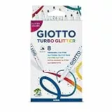 Giotto 4258 00 - Turbo Glitter, 8 Fasermaler, bunt