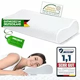 EcoSchlaf® Orthopädisches Kissen 2025 Premium Nackenstützkissen – Zertifiziert – Seitenschläferkissen Nackenkissen aus Soft Memory Foam – Ergonomisches Kopfkissen – Nackenschmerzen – Höhenverstellbar