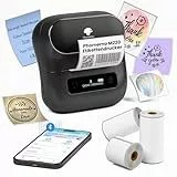 Phomemo M220 Etikettendrucker Selbstklebend Mobile Thermo Etiketten Drucker,Tragbarer Etikettendrucker Bluetooth Etikettenhersteller für Barcode,Zuhause und Büro Schule Etikettierung,für Android & iOS