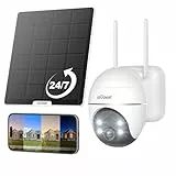 ieGeek 24/7 AOV Überwachungskamera Aussen mit Auto-Tracking, 2K 360° PTZ Kamera Solar mit 5W Solarpanel & 9000mAh Akku, 30m Farbnachtsicht, Camera Outdoor WLAN Kabellos mit Intelligente Erkennung, S7