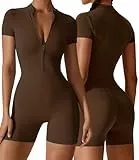 Adigau Damen Yoga Training Romper kurze Ärmel Jumpsuits Anzug, Sport, Fahrrad, Laufen, Fitness, Atmungsaktiv, Eng