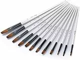 Künstlerpinsel Set, DOITEM 12 Stück Nylon Flachpinsel Malen Pinsel für Malerei Aquarell Ölmalerei Ölfarben Bürste, Weiß
