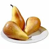 Deko Birnen 3 Stück Frucht Lebensmittel-Attrappen gelb rot, 12 cm Imitat Fake Food