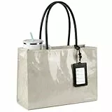 HOMESPON Shopper Damen Groß Wasserdicht, Aesthetic Kraftpapier Handtasche mit Reißverschluss, Robuste PVC Schultertasche für Büro, Uni und Alltag