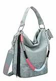 Fritzi Olga Limited Leo Rainbow Sky Leo Soft Blue Hobo Bag Schultertasche Vegan Nylon Damen Handtasche Büro Stadt mit Magnetverschluss verstellbarem Schulterriemen 37 x 27 x 17 cm, Blau