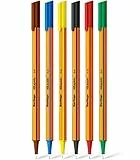 Berlingo Fineliner Set, 0.4mm, dreieckige Form, Farbige Stifte, metal Spitze, Schreiben, für das Büro, das Home Office oder die Schule und Uni, Serie Rapido, mix Farben (6)