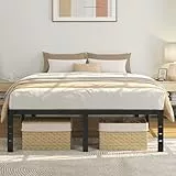 Yaheetech Bettrahmen 140 x 200 cm Metallbett Bettgestell aus Metall, Modern Jugendbett mit Lattenrost, Doppelbett Einzelbett Schwarz 41cm H