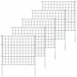 Floordirekt Teichzaun Gartenzaun Steckzaun Komplettset Metall 5X Gerade, Zaun zum stecken für Garten, Gitterzaun Set Freigehege für Tiere Pablo Anthrazit