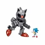 Sonic The Hedgehog – Riesiger Mecha Sonic vs. Sonic, offiziell lizenziert von Jakks Pacific, 20,3 cm großes Spielset, hochbeweglich mit Leuchtfunktionen, Sonic-Figur enthalten