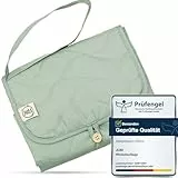 Jubi® Wickelauflage unterwegs Mint - Wickelunterlage aus Bio Baumwolle & Öko-Tex Polyester – kompakt, abwischbar, mit Fach für Windeln & Feuchttücher