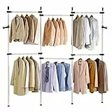 Greensen Begehbarer Kleiderschrank System, Teleskop Kleiderständer Kleiderstange Regal Teleskop Garderobe System Offen Teleskopstange Garderobensystem Kleiderstangen Kleiderständer DIY mit 6 Stangen