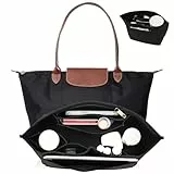 Umiup Handtaschen-Organizer-Einsatz für Longchamp Le Pliage M - Filz-Organizer mit 8 Fächern, Getränkehalter und Reißverschluss für Große Tragetaschen