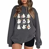 Qixiu Halloween Pullover,Hoodie Damen cindeyar, Damen Geschenke, Stern Hoodie, Hoodie mädchen Teenager, Hoodie Babyblau, Pulli Pullover, Stehkragen Sweatjacke, Sweatshhirt Mit Kapuze Damen, Pulli