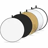 K&F Concept 5-in-1 Reflektor Fotografie-Kit, Faltreflektor mit Aufbewahrungstasche (56 cm), Durchscheinend, Silber, Gold, Weiß und Schwarz Runde Reflektoren für Fotografie,Außenbeleuchtung