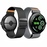 Kamita [2Stück] Sport Armband Kompatibel mit Google Pixel Watch 3 45mm, Verstellbares Trail Loop Sportarmband für Damen und Herren, Elastisch Nylon Ersatzarmband für Pixel Watch 3 45 (Schwarz+Grau)