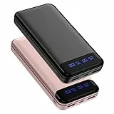 Enerwow Power Bank, 2 Stück 16000mAh Powerbank Klein Aber Stark 5V 3A Schnelles Aufladen Tragbares Ladegerät mit LCD Display, Externer Handyakkus mit iPhone 15 14 13 12 Pro Max, Smartphones