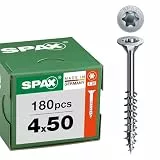 SPAX Universalschraube 4 x 50 mm, 180 Stück - Holzschrauben, Teilgewinde, Senkkopf, T-STAR plus T20, 4CUT Spitze, WIROX Beschichtung - 8000000276798
