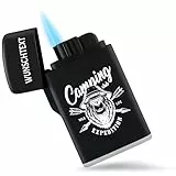 Feuerzeug Sturmfeuerzeug - Camping - Wild Life Expedition Club - Outdoor Gadget - 6,5 x 4 cm - Schwarz - Motiv