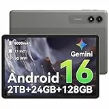 TABWEE T50 Tablet Android 16 – 24GB RAM+128GB (2TB TF), Unisoc T7250 & Gemini AI, 90Hz Display, Tablet 11 Zoll PC mit 8000mAh, 5G WiFi, Widevine L1, GPS, 13MP/OTG, Grau