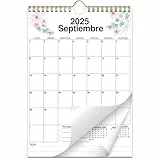 AEYAKA Wandkalender 2025 2026 Kalender, 21 cm x 30 cm, A4 Wandplaner 16 Monate September 2025 - Dezember 2026 Monatlicher Hängender mit Ferienübersicht, Spanisch