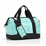 reisenthel Allrounder M Kids in Mint mit süßem Tiermotiv – Kleine Reisetasche für Kinder – Mit Stecklasche für Reisetrolleys