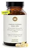 SUNDAY NATURAL® Omega 3 Vegan - 120 Softgel Kapseln - 1.000 mg Algenöl pro Tagesdosis: 350 mg DHA und 180 mg EPA (2 kapseln) - Leicht schluckbare Omega 3 Kapseln - Laborgeprüft