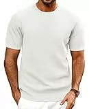 PJ PAUL JONES Herren Kurzarm Strick T-Shirt Sommer Golf Tee Regular Fit Freizeit T Shirt mit Rundhalsausschnitt (Weiß, M)