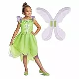 Disney Official Classic tinkerbell Fancy dress Up outfit, Green Fairy Costume for girls, costumes for girls S