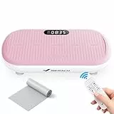 MERACH Leistungsstarke Vibrationsplatte für Workout und Shaping, 13 mm große Amplitude, 200 kg Gewichtskapazität, Silikonpedal, Integrierter Bluetooth-Lautsprecher (Rosa)