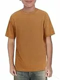 Haloumoning Jungen T-Shirt Sommer Kurzarm Tops Kinder Rundhals Einfarbig Leicht Shirts Casual Sport Basic Oberteile 5-14 Jahre, Braun, 7-8 Jahre
